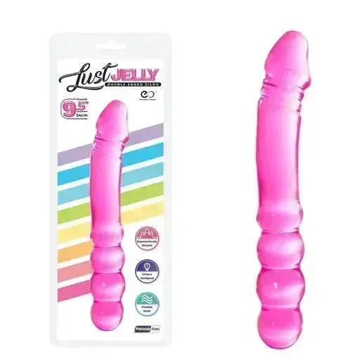 LUST JELLY PVC 9.5 DOUBLE DONG - PINK