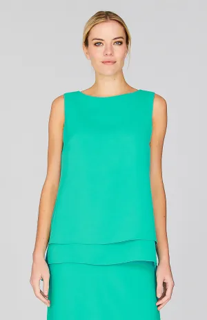 Lustrous Crepe Double Layer Crew Neck Tank