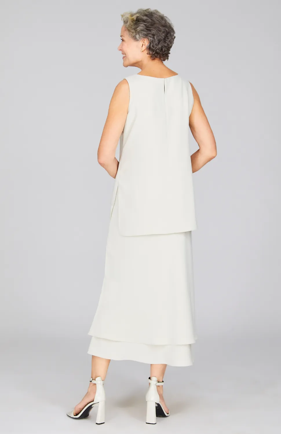 Lustrous Crepe Double Layer Skirt