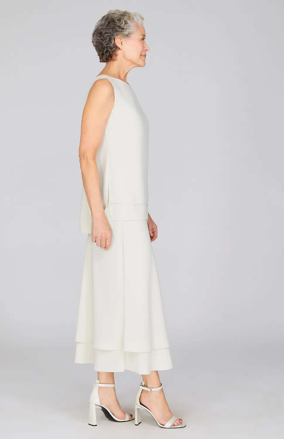 Lustrous Crepe Double Layer Skirt