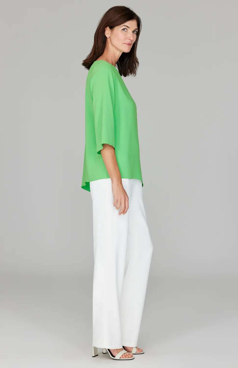 Lustrous Crepe Tunic w/ Side Drape