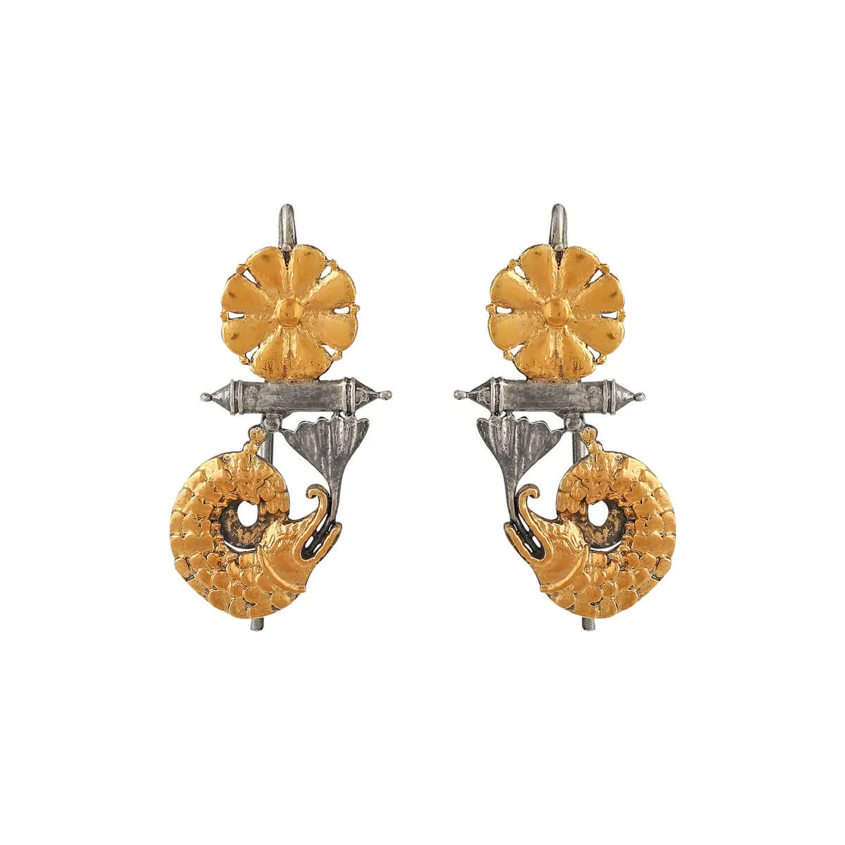 Makarakundala Silver Earrings