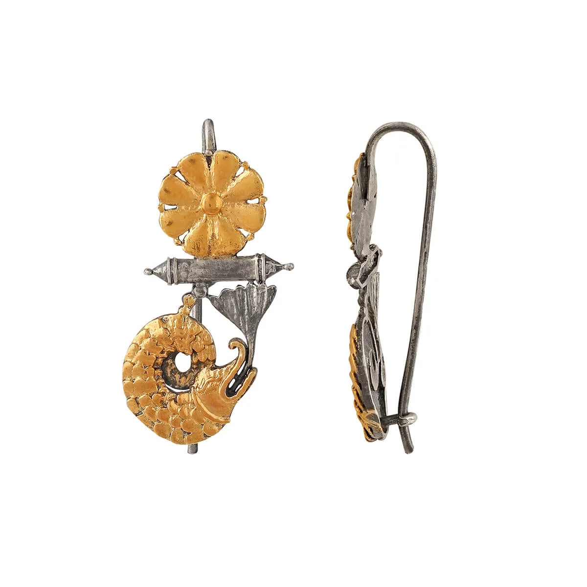 Makarakundala Silver Earrings