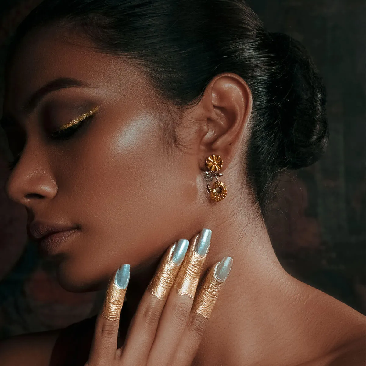 Makarakundala Silver Earrings
