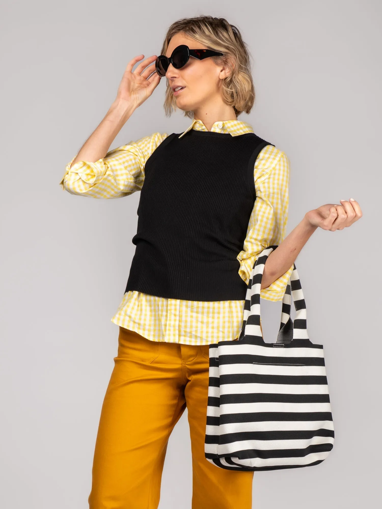 MARISOL tote Black and White Stripe