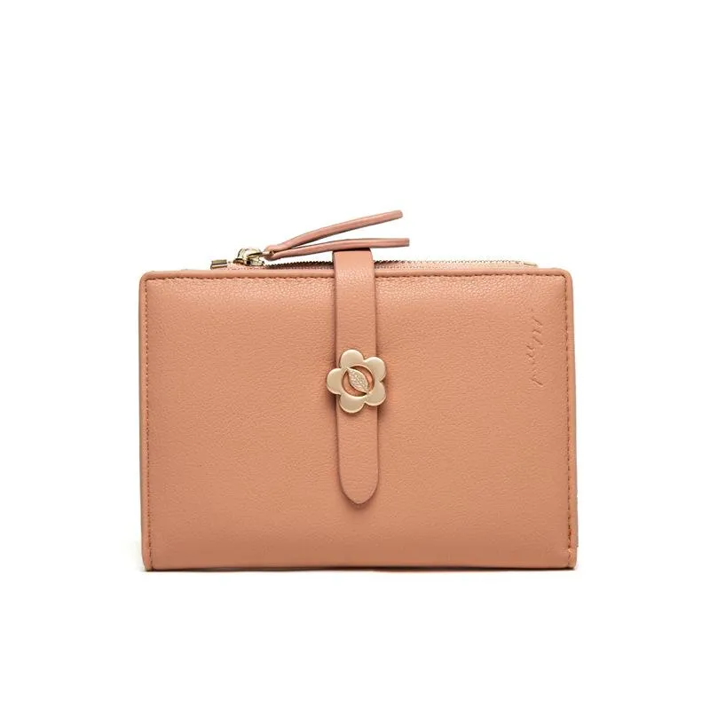 Mid-length Flower Buckle Half-fold Wallet