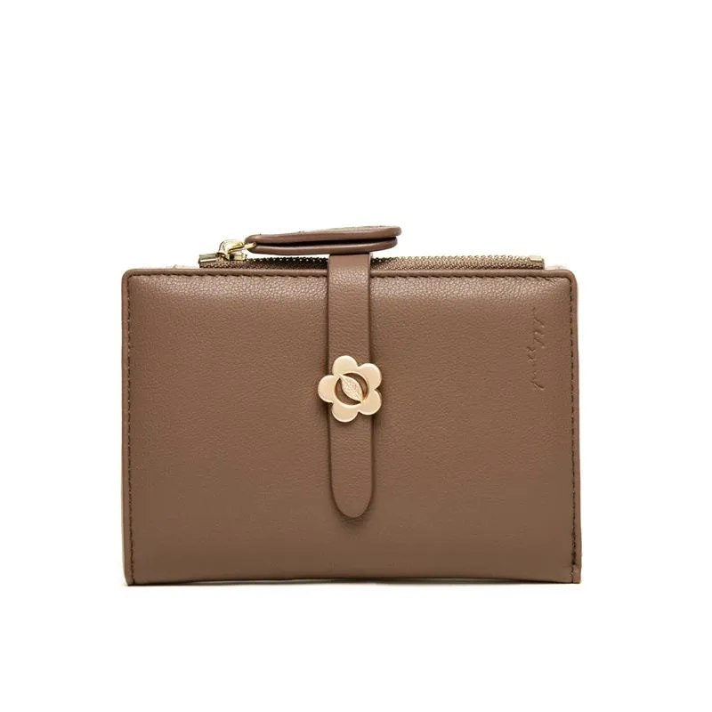 Mid-length Flower Buckle Half-fold Wallet