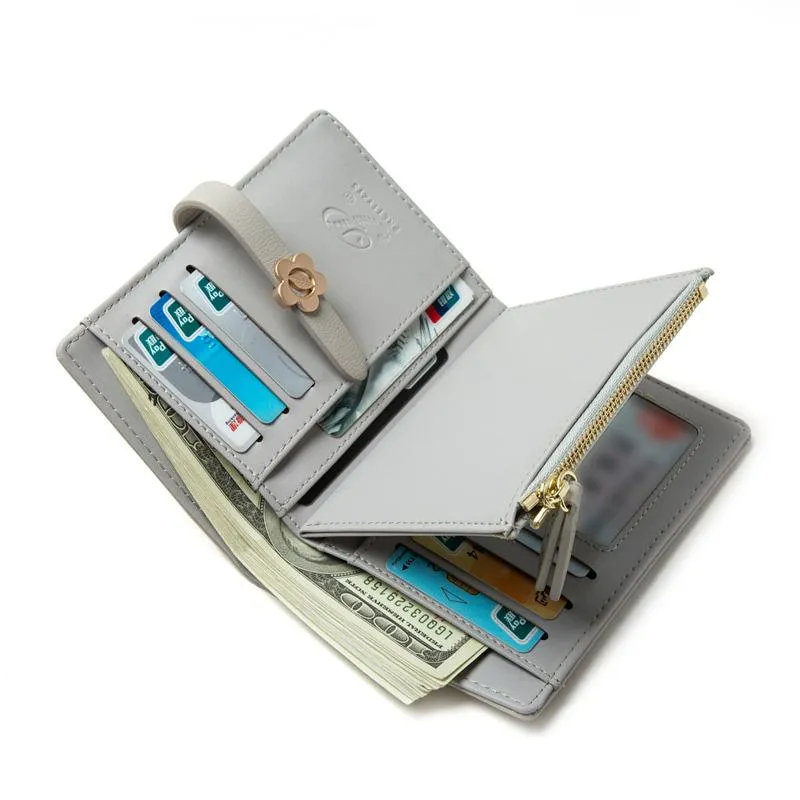 Mid-length Flower Buckle Half-fold Wallet