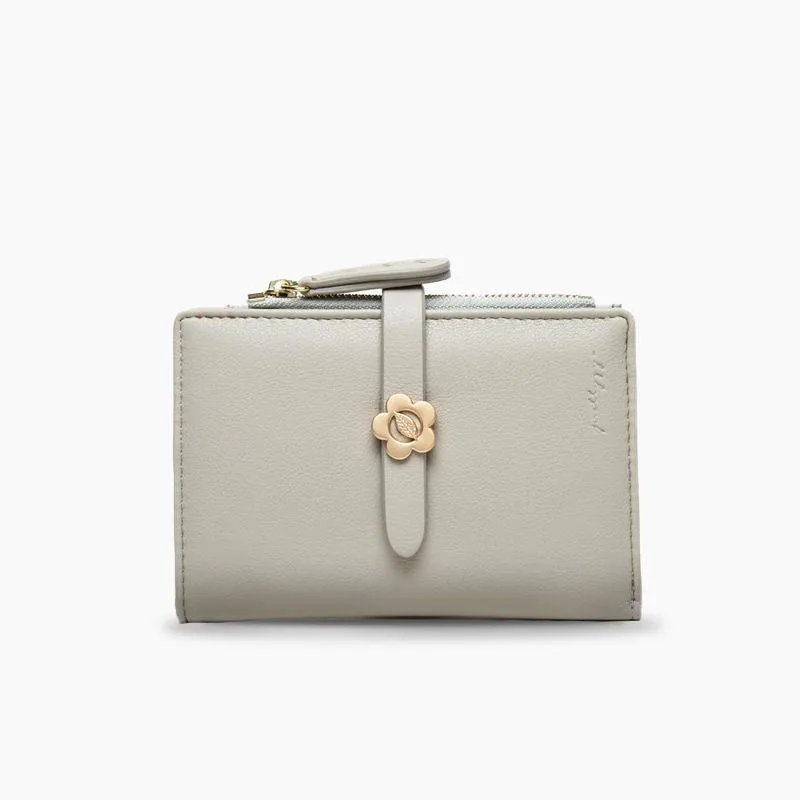 Mid-length Flower Buckle Half-fold Wallet