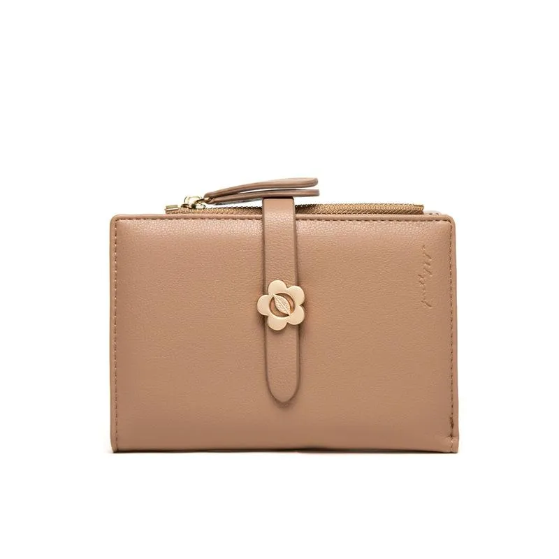 Mid-length Flower Buckle Half-fold Wallet