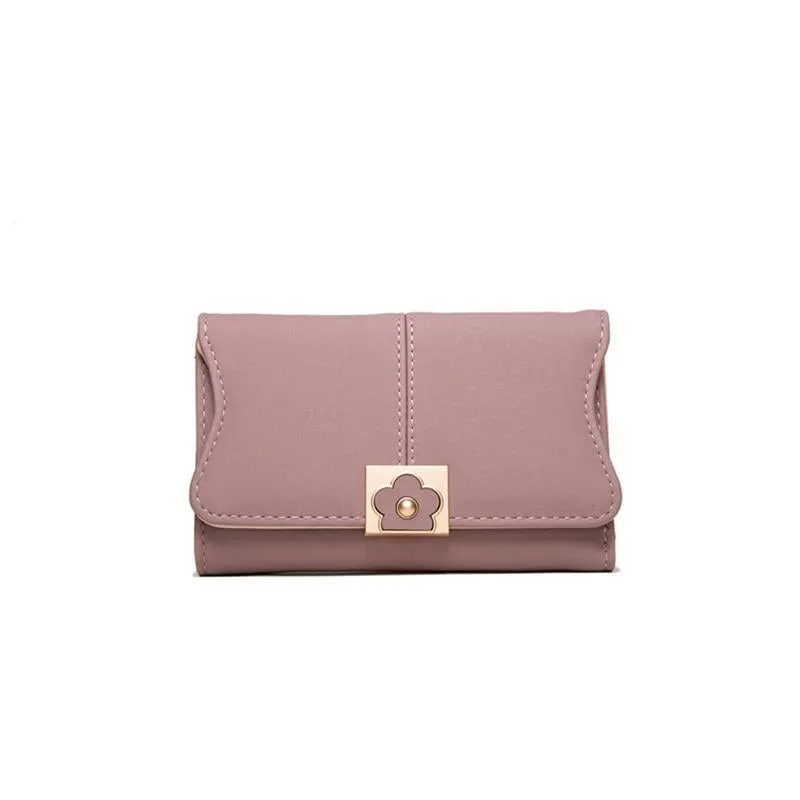 Mid-length Flower Buckle Multifunctional Wallet