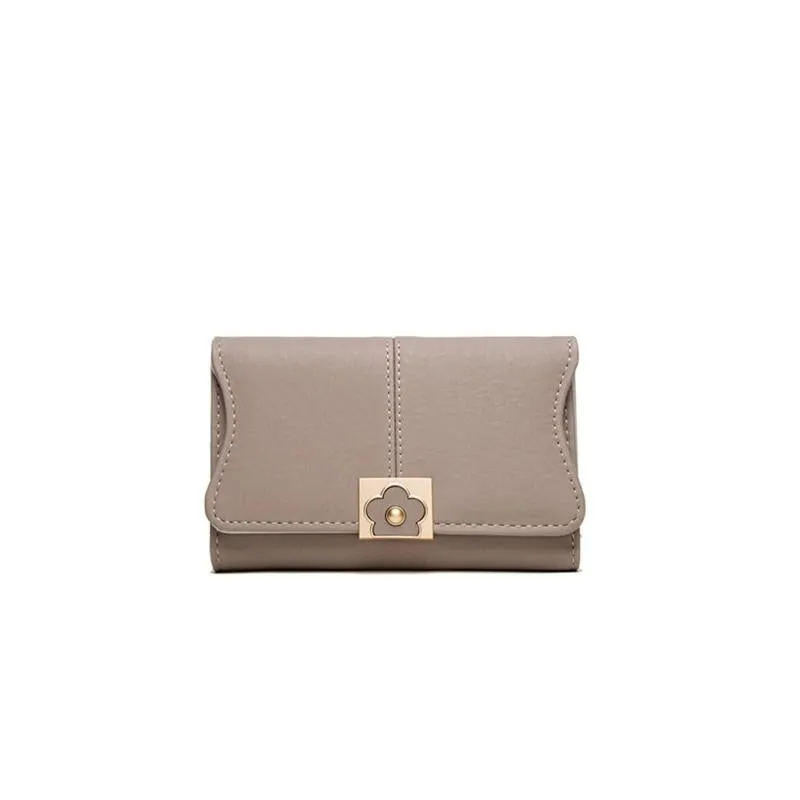 Mid-length Flower Buckle Multifunctional Wallet