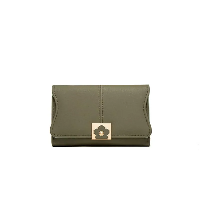Mid-length Flower Buckle Multifunctional Wallet