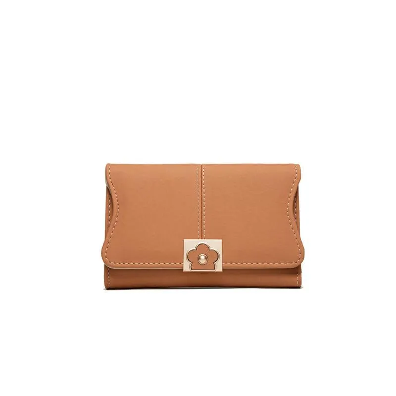 Mid-length Flower Buckle Multifunctional Wallet