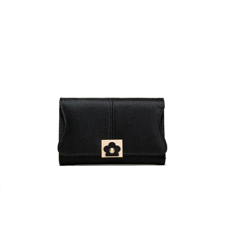 Mid-length Flower Buckle Multifunctional Wallet