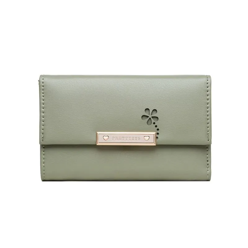 Mid-length Hollow Flower Tri-fold Wallet