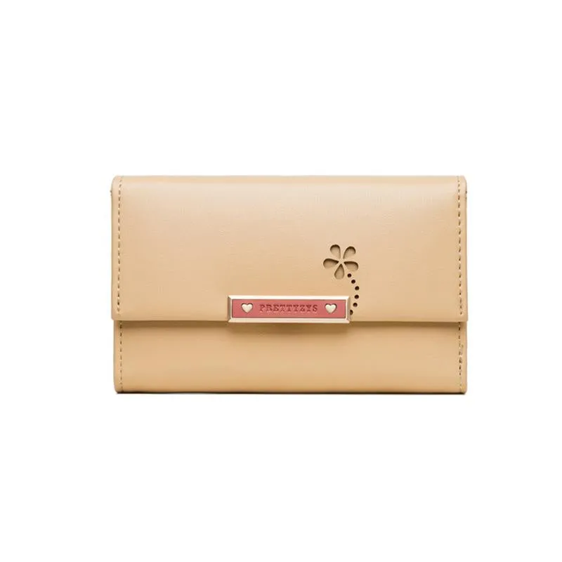 Mid-length Hollow Flower Tri-fold Wallet