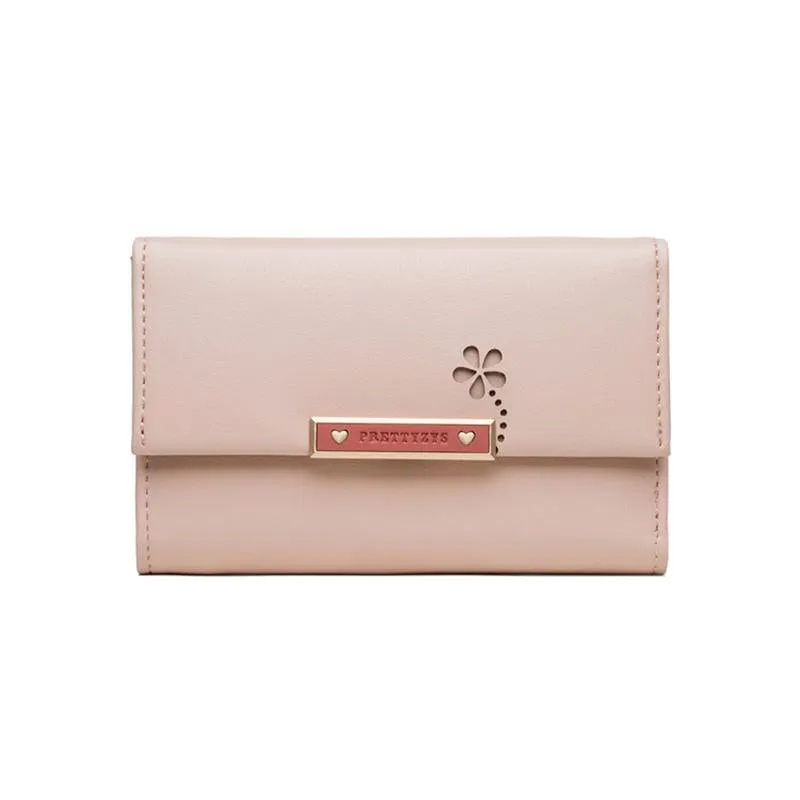 Mid-length Hollow Flower Tri-fold Wallet