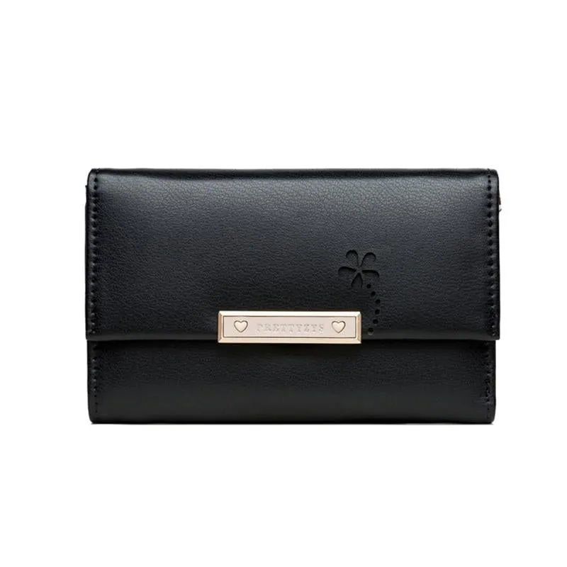 Mid-length Hollow Flower Tri-fold Wallet