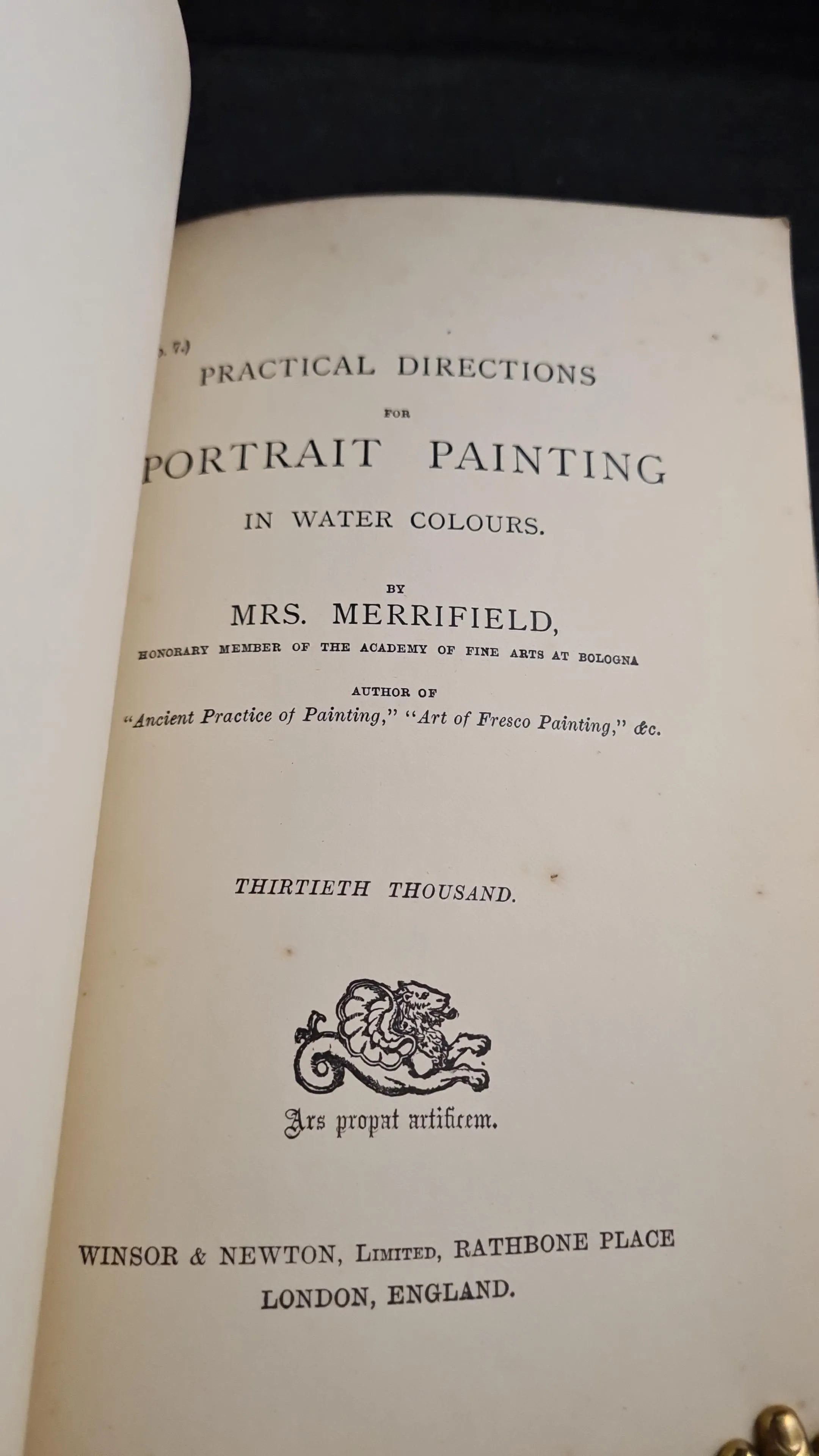 Mrs Merrifield - Practical Directions for Portrait Painting in Water Colours, Winsor & Newton