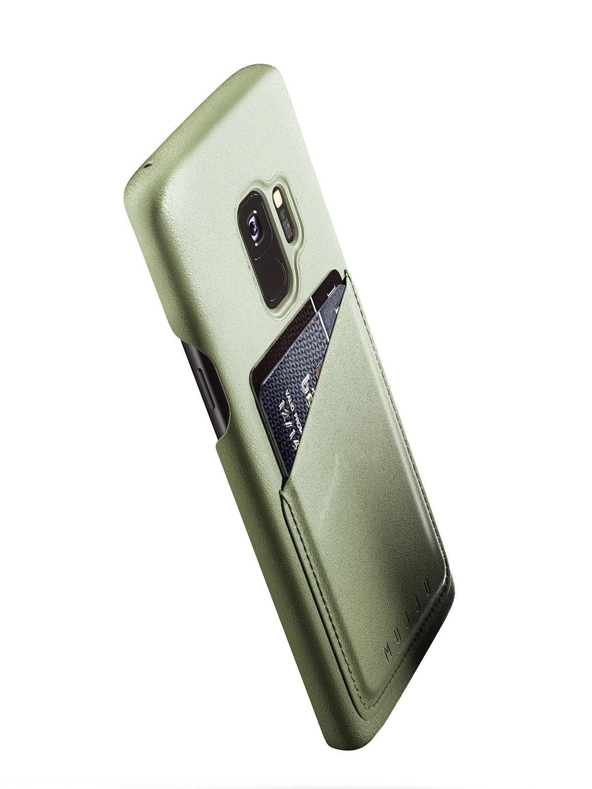 Mujjo Full Leather Wallet Case for Galaxy S9 Olive