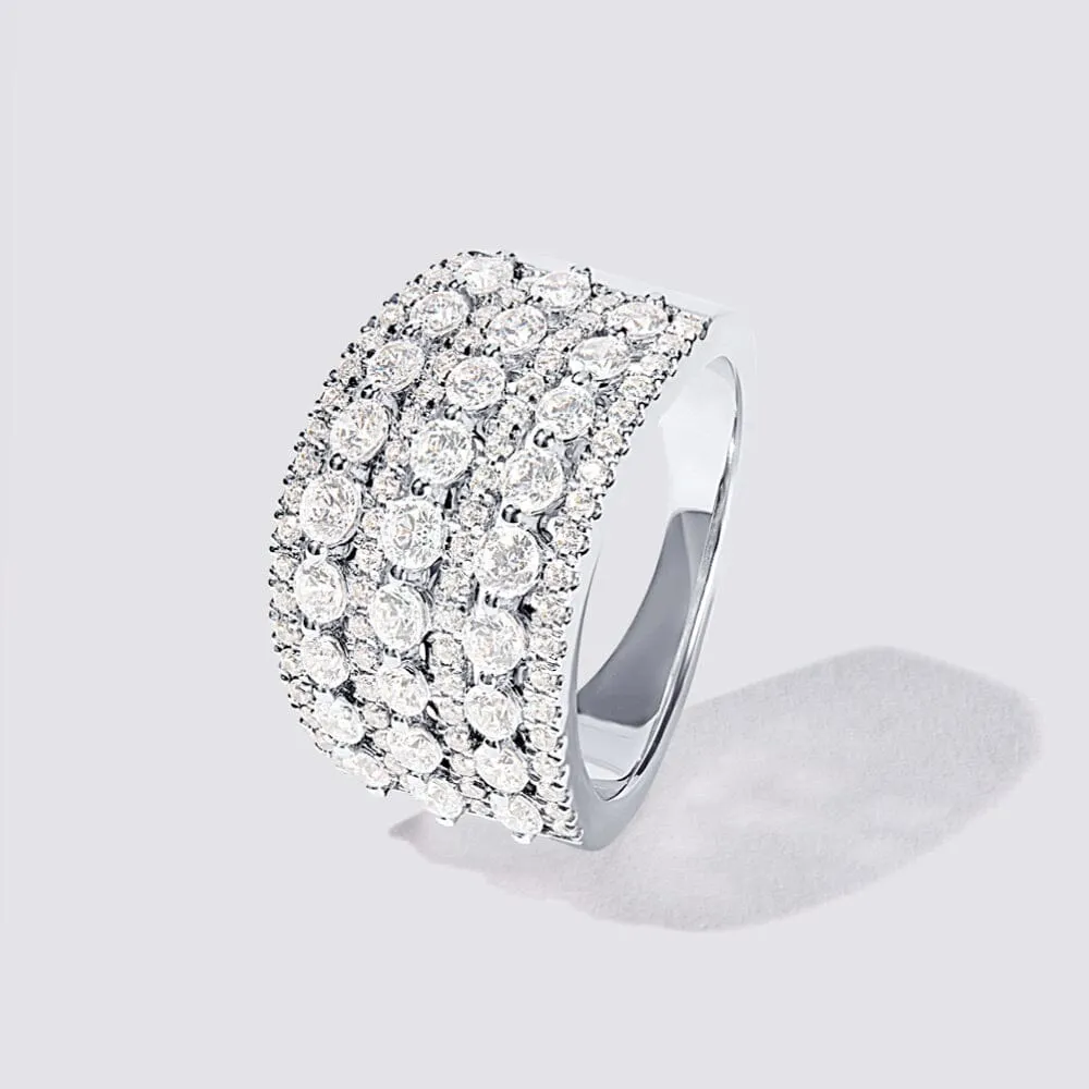 Multi Row Ring with 2.00ct of Laboratory Grown Diamonds in 9ct White Gold