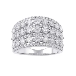 Multi Row Ring with 2.00ct of Laboratory Grown Diamonds in 9ct White Gold