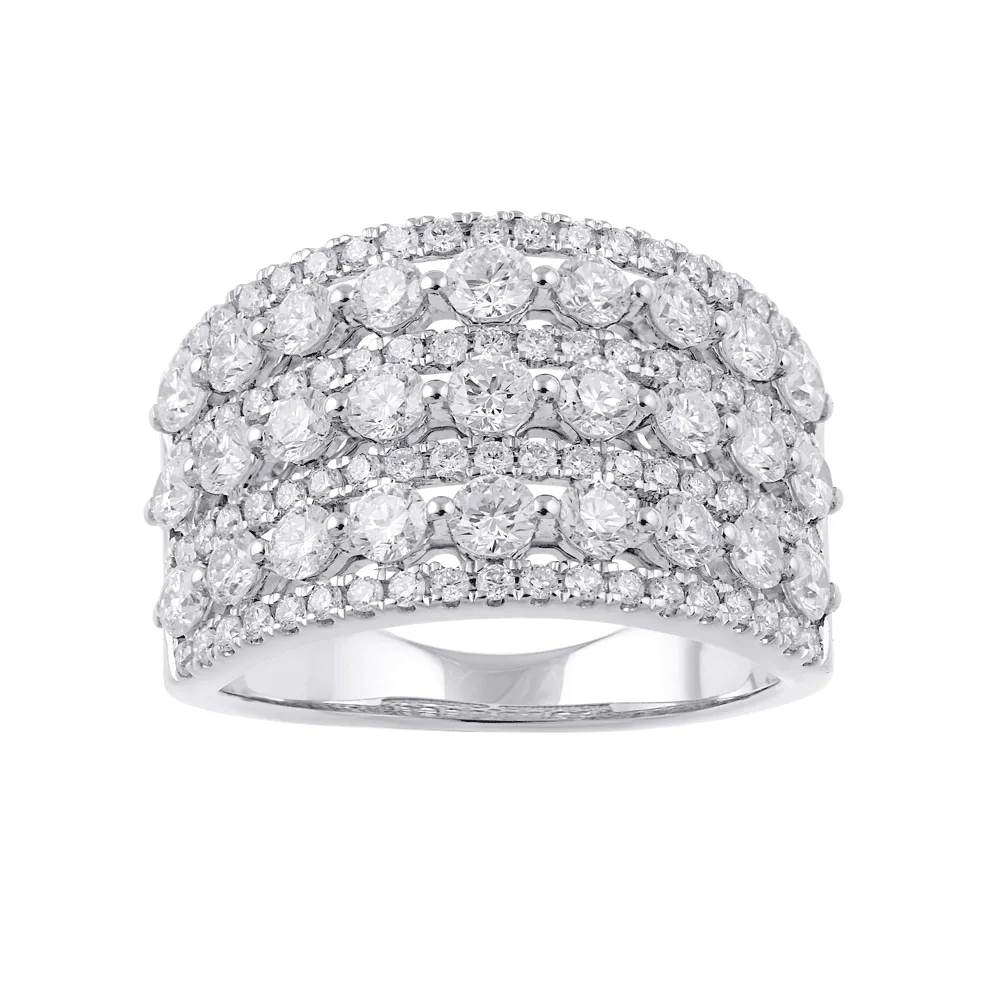 Multi Row Ring with 2.00ct of Laboratory Grown Diamonds in 9ct White Gold