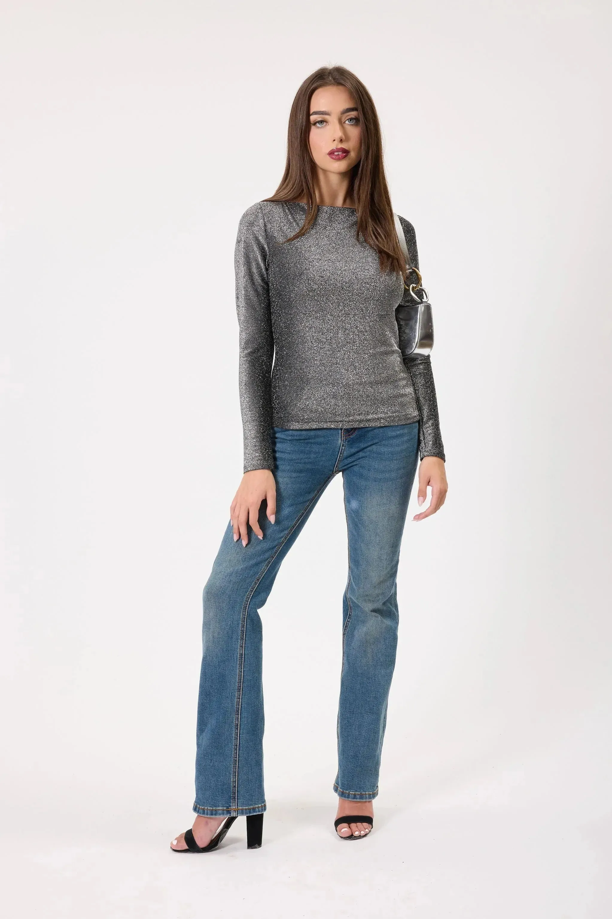 Nadia Sparkle Black/Silver Top