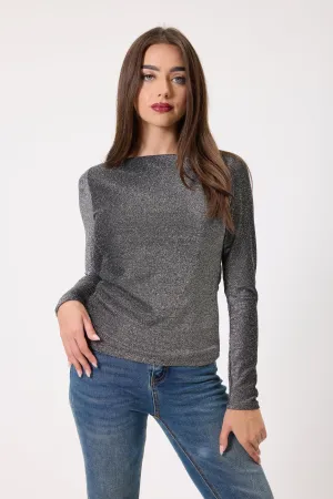 Nadia Sparkle Black/Silver Top