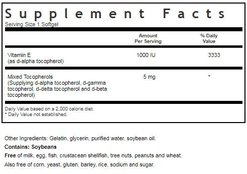 NATURAL VITAMIN E 1000 IU MIXED, SGELS