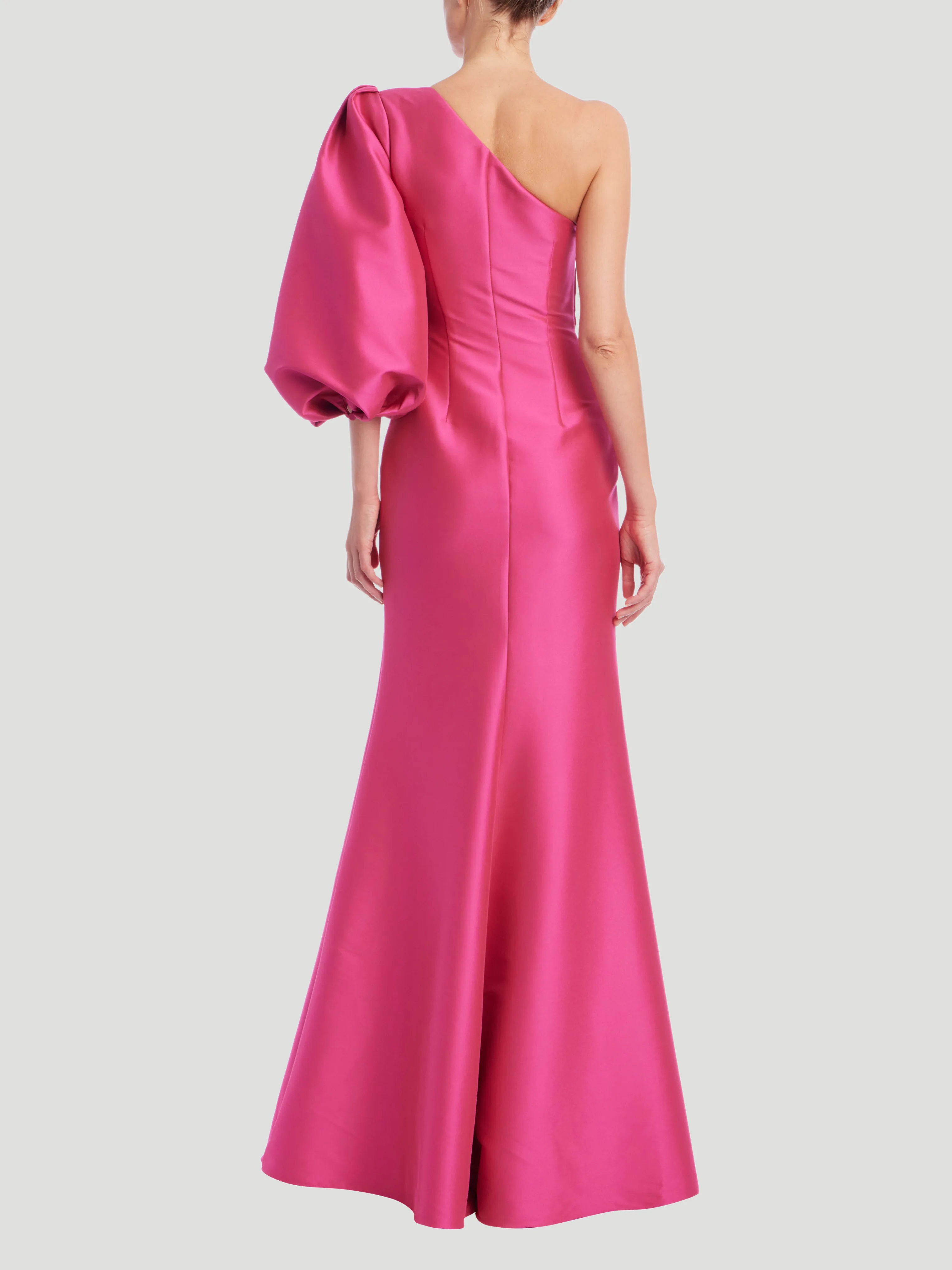 One Shoulder Balloon Sleeve Gown