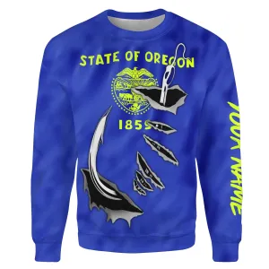 Oregon Flag Fishing Fish hook Custom All over print Sweatshirt, patriotic Fishing Shirts - HPW340