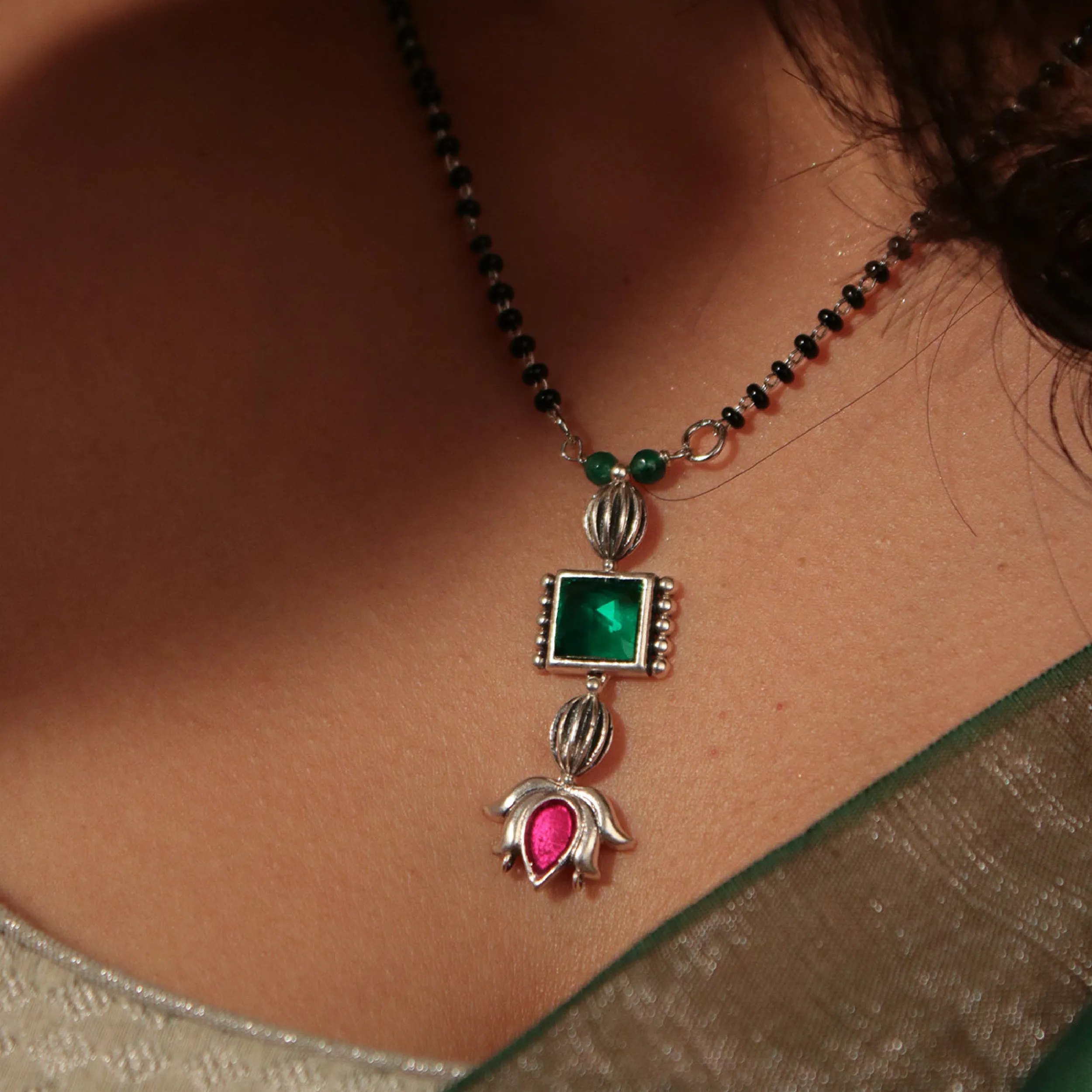 Padmini Silver Mangalsutra by MOHA