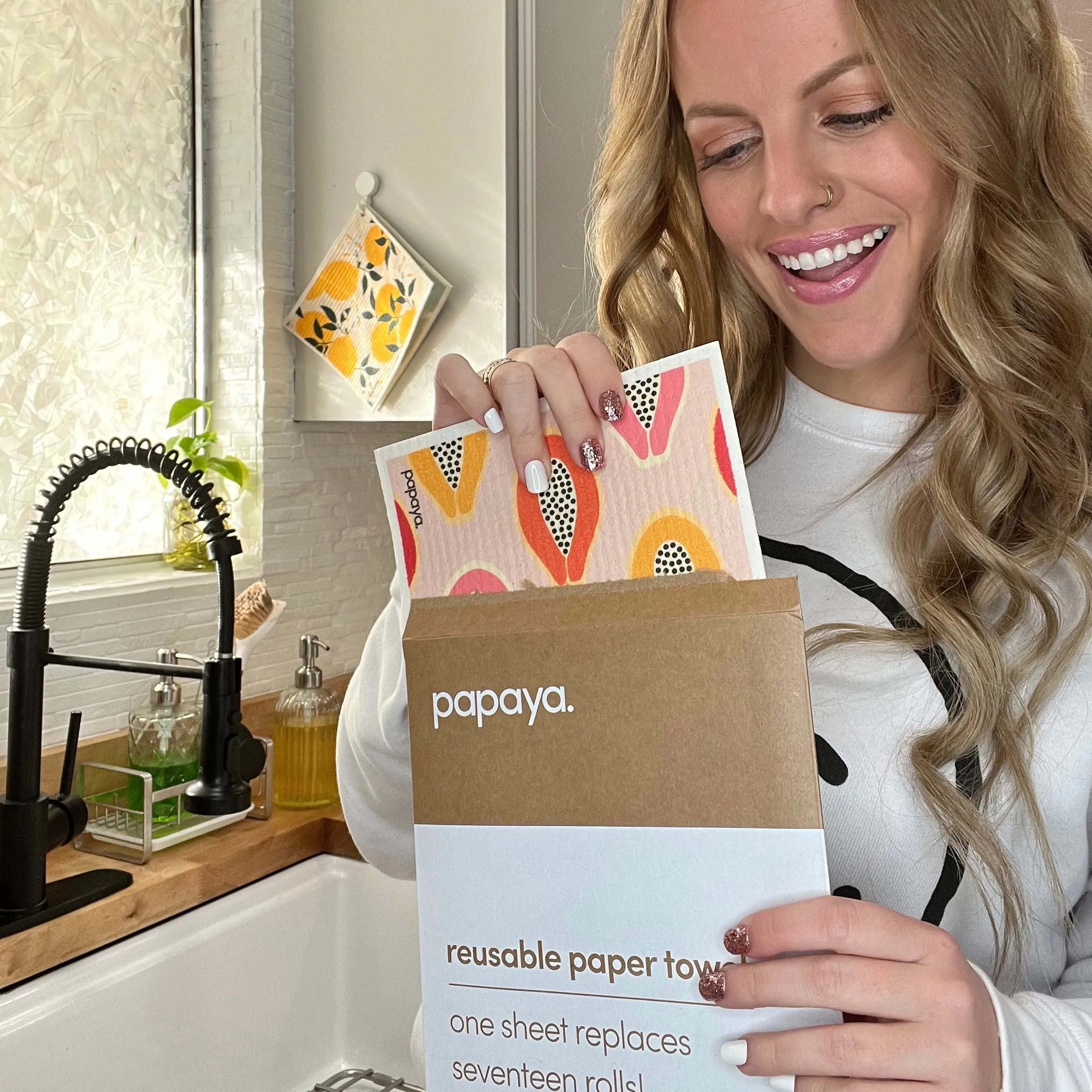 Papaya - Reusable Paper Towels - Mod Papayas 2pk
