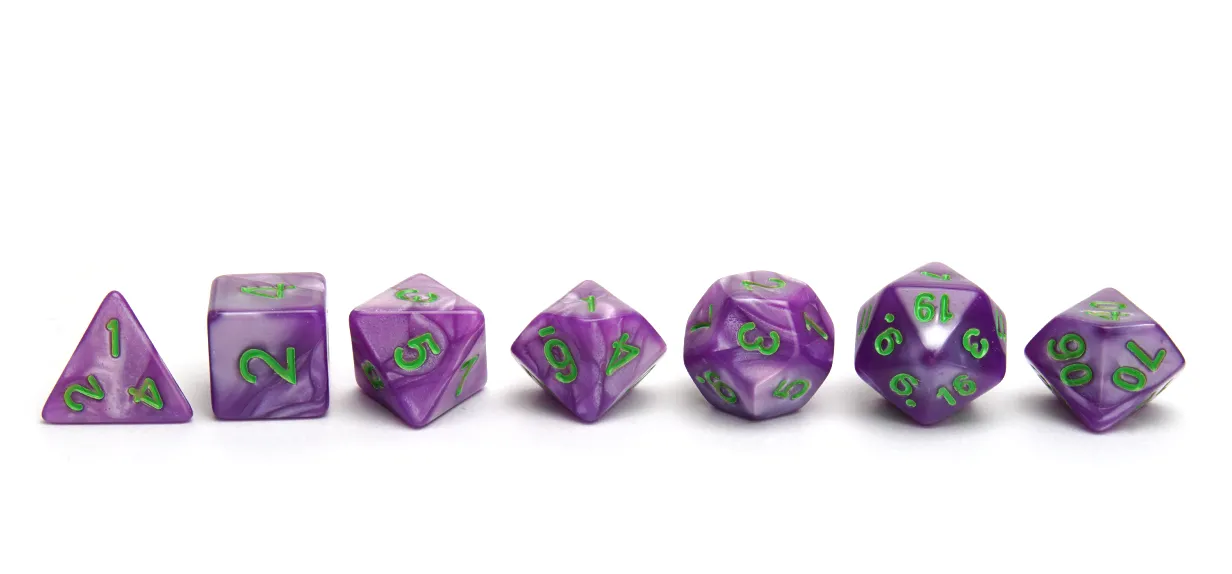 Pearlescent Dice - Purple & Green