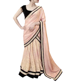 PINK AND BLACK LEHENGA SAREE