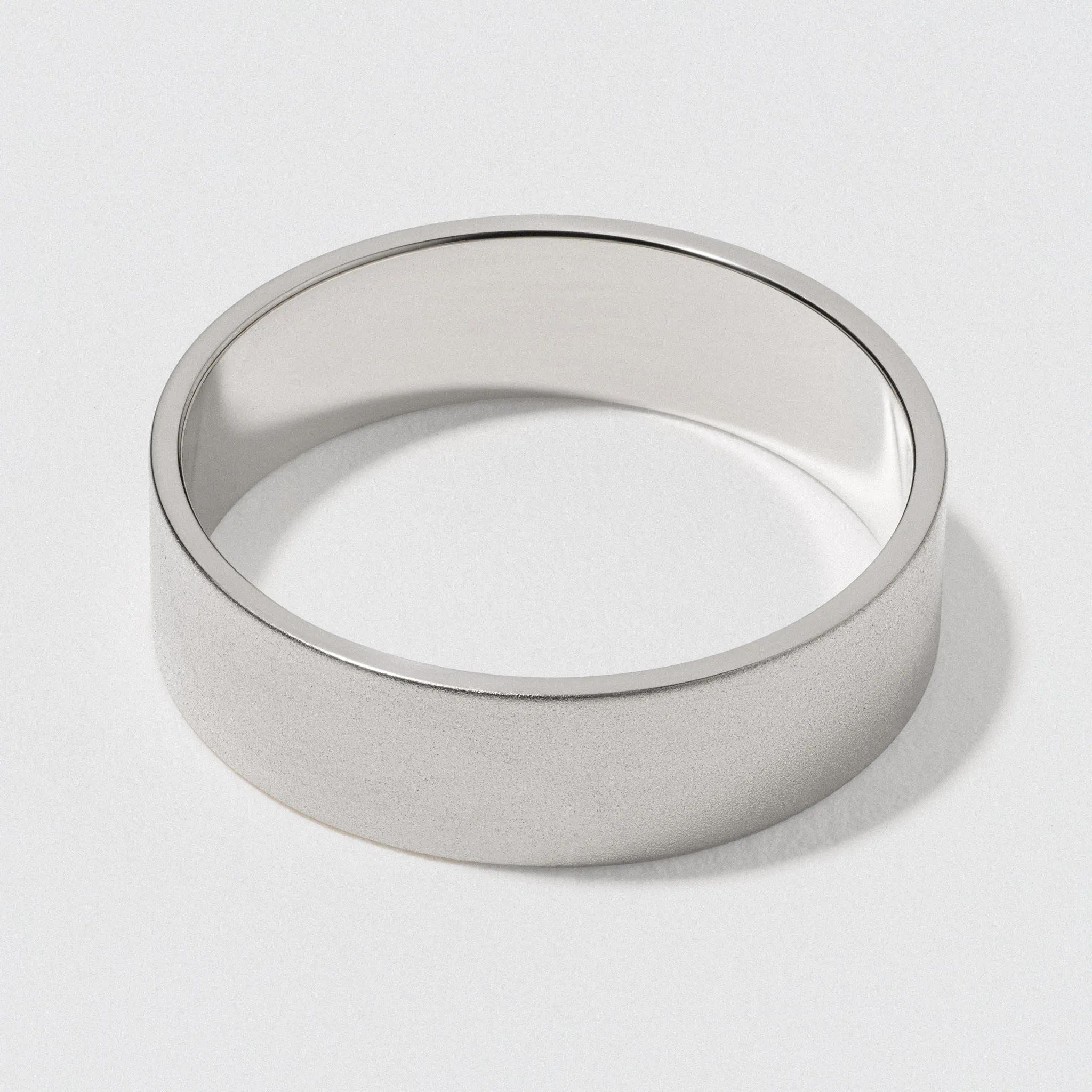 Platinum Flat Wedding Band - Matte 6mm