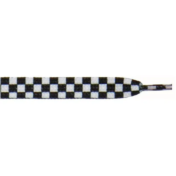 Printed Flat 9/16" - White/Black Checker Large (12 Pair Pack) Shoelaces