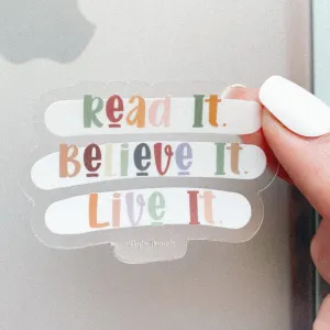 Read it colorful transparent sticker