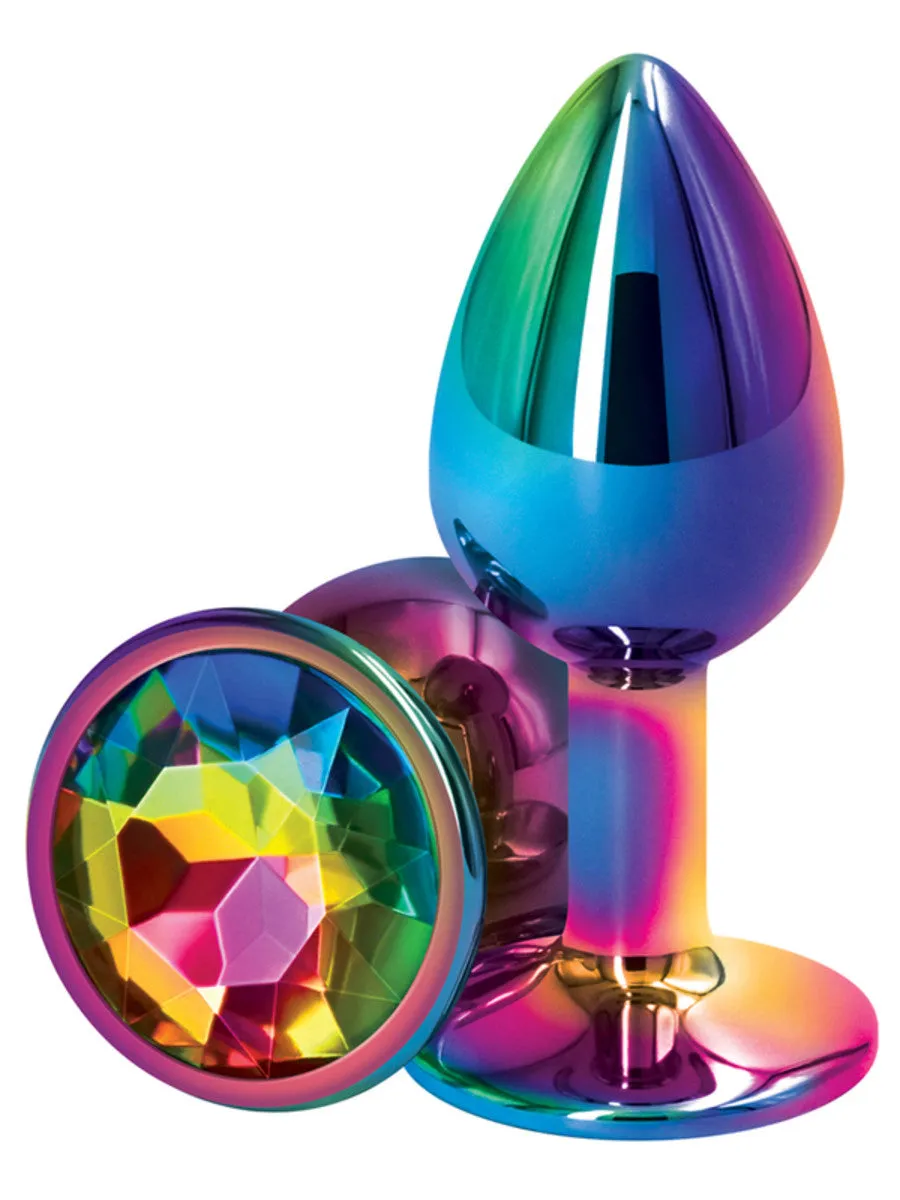 Rear Assets Small Butt Plug - Rainbow with Rainbow Gem