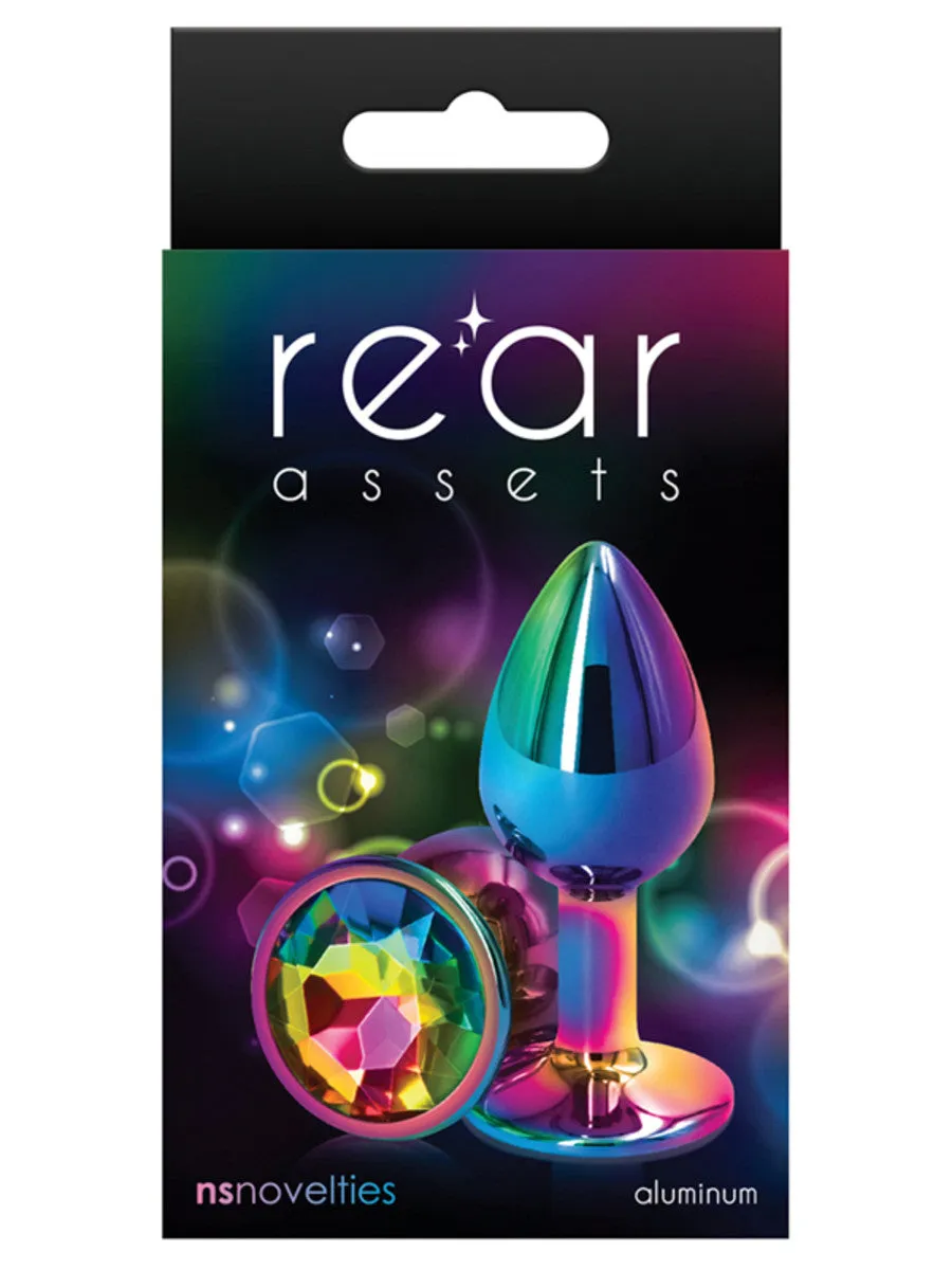 Rear Assets Small Butt Plug - Rainbow with Rainbow Gem