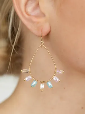 Rectangle Rhinestone Beaded Teardrop Earring