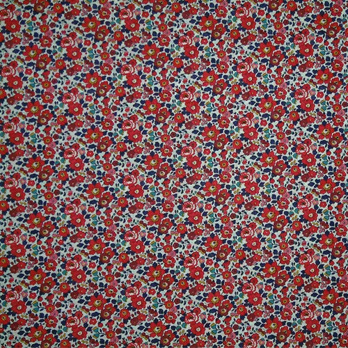 RED & BLUE FLORAL 'BETSY ANN' LIBERTY LAWN COTTON POCKET SQUARE HANDKERCHIEF