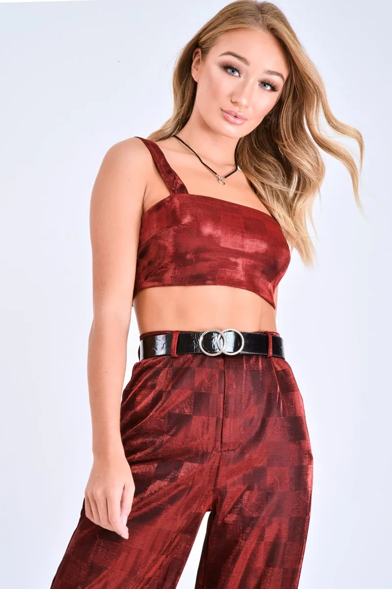 Red Shimmer Checkerboard Bralet - Ellani