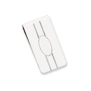 Rhodium Plated Engravable Oval Center Money Clip