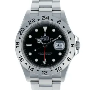Rolex Explorer II 16570 T GMT Black No Lug Holes c. 2008 Oyster Steel 40 mm