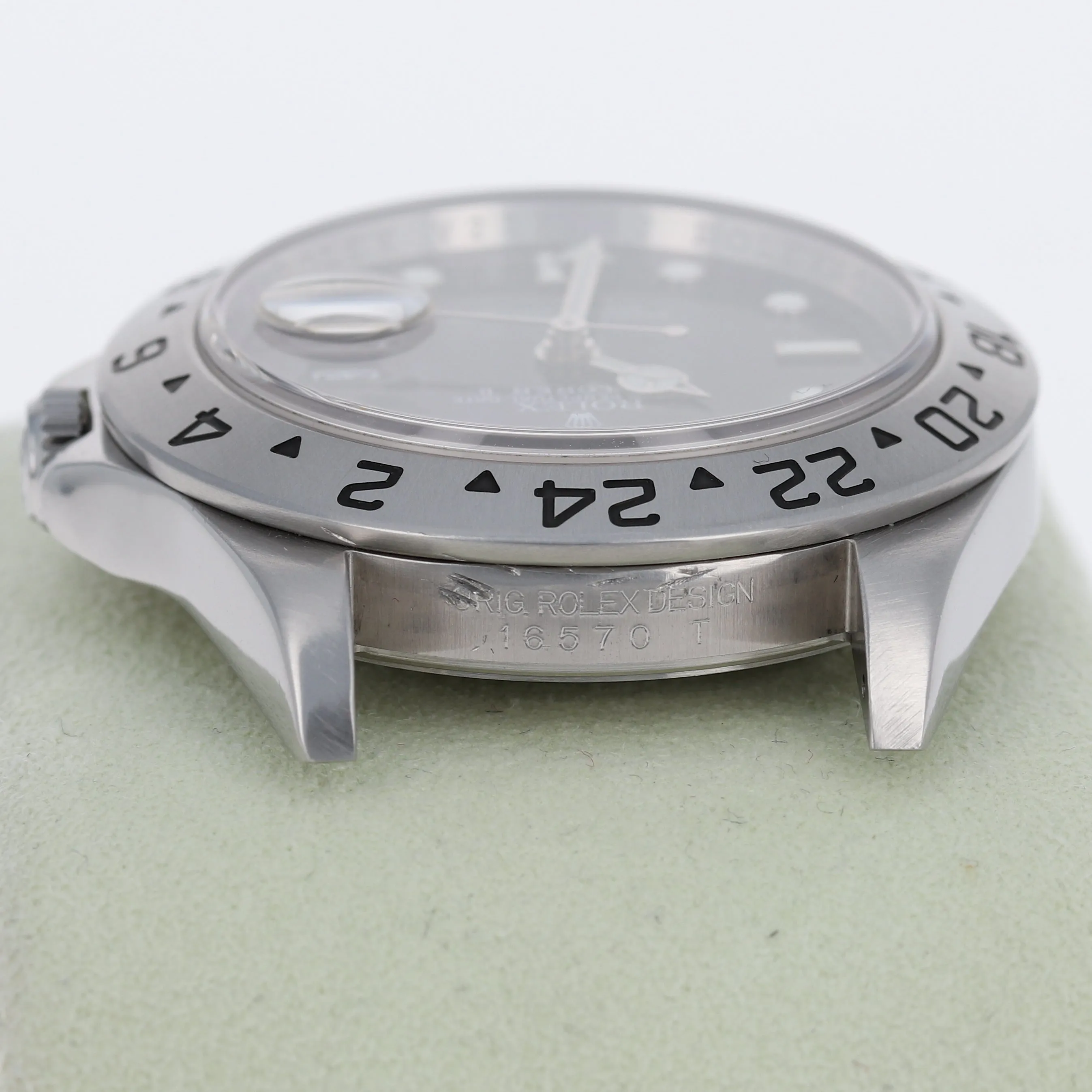 Rolex Explorer II 16570 T GMT Black No Lug Holes c. 2008 Oyster Steel 40 mm