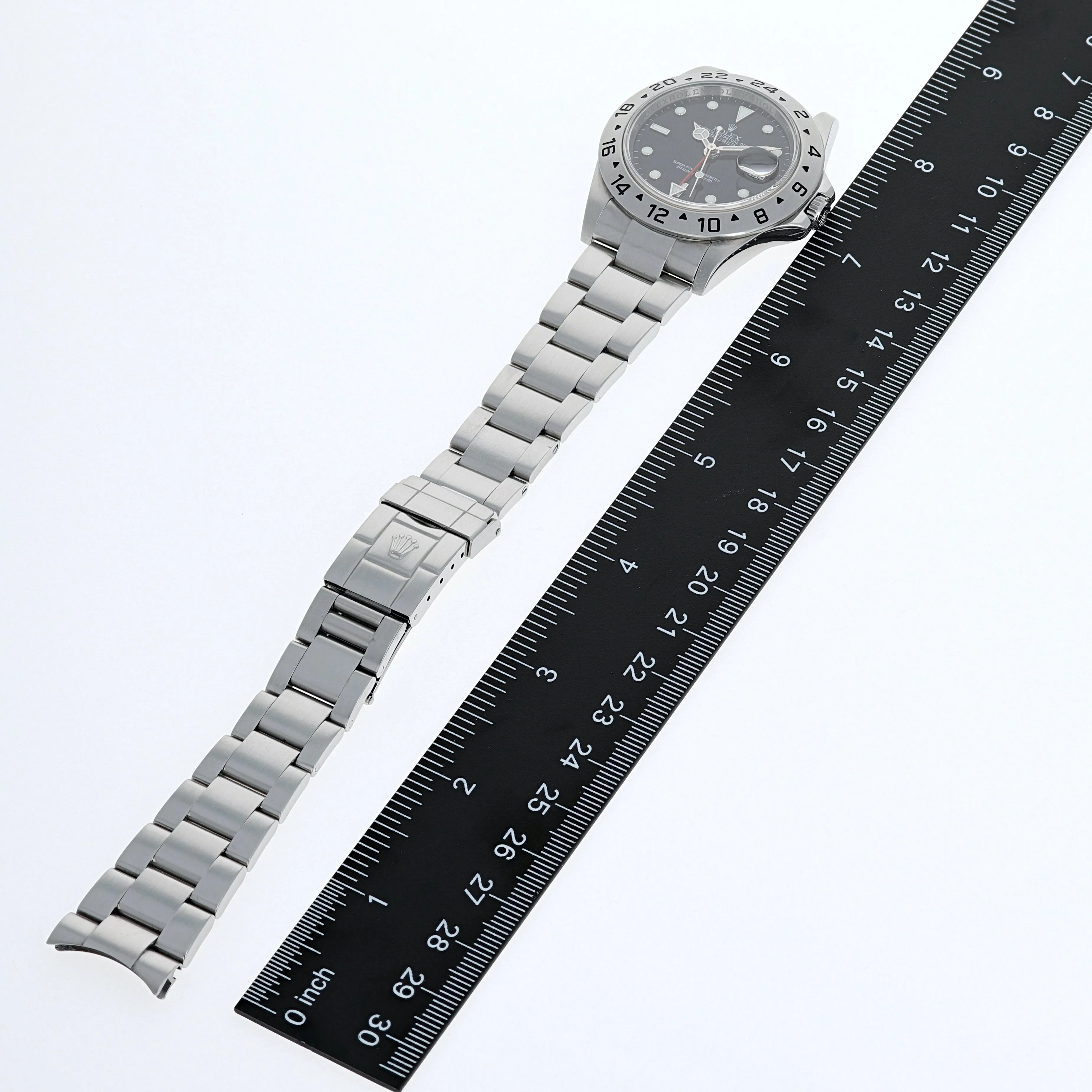 Rolex Explorer II 16570 T GMT Black No Lug Holes c. 2008 Oyster Steel 40 mm