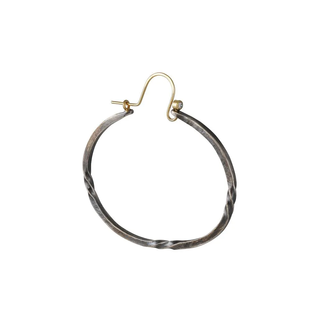 SALE  - Bias Oval Hoop with Diamond